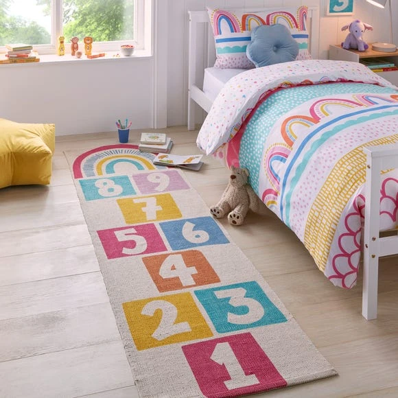 Dunelm Rainbow Hopscotch Runner Kids, Cotton, Runners 1 Dunelm Rainbow Hopscotch Runner Kids, Cotton, Runners