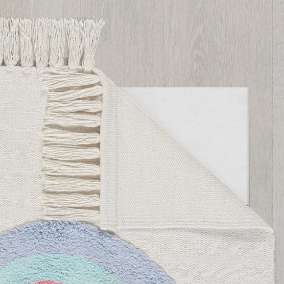 Dunelm Rainbow Tassel Square Rug Rugs, Kids, Cotton 5 Dunelm Rainbow Tassel Square Rug Rugs, Kids, Cotton - Image 5