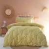 Dunelm Ruched Spot Yellow Duvet Cover and Pillowcase Set Embroidered, Duvet Cover Sets, Polycotton
