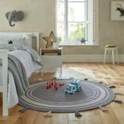 Dunelm Cotton Tassel Circle Rug Textured, Rugs, Plain -Eve Home And Furniture Shop 30731717