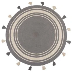 Dunelm Cotton Tassel Circle Rug Textured, Rugs, Plain -Eve Home And Furniture Shop 30731717 alt01
