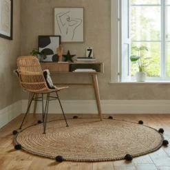Dunelm Jute Pom Pom Circle Rug Plain, Natural History Museum Modern Skandi, Rugs -Eve Home And Furniture Shop 30731719