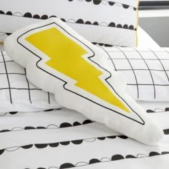 Dunelm Lightning Bolt Cushion Cotton, Monochrome Pop, Kids Cushion