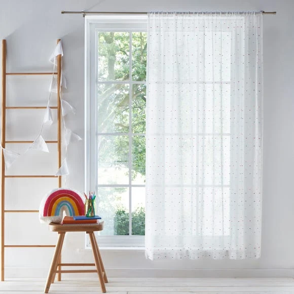 Dunelm Clipped Multicoloured Voile Voile Panels, Spotted, Polyester 1 Dunelm Clipped Multicoloured Voile Voile Panels, Spotted, Polyester