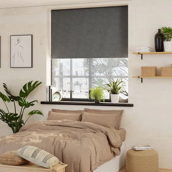 Dunelm Luna Grey Blackout and Pollen Reducing Double Roller Blind Polyester, Roller Blinds, Day and Night 1 Dunelm Luna Grey Blackout and Pollen Reducing Double Roller Blind Polyester, Roller Blinds, Day and Night