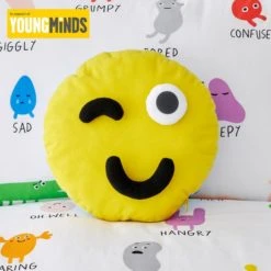 Dunelm Young Minds Choose Your Happy Cushion Kids Cushion, Polyester, 3D Effect