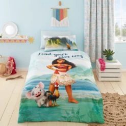 Disney Moana 100% Cotton Reversible Duvet Cover and Pillowcase Set Duvet Cover Sets, MultiColoured, Patterned
