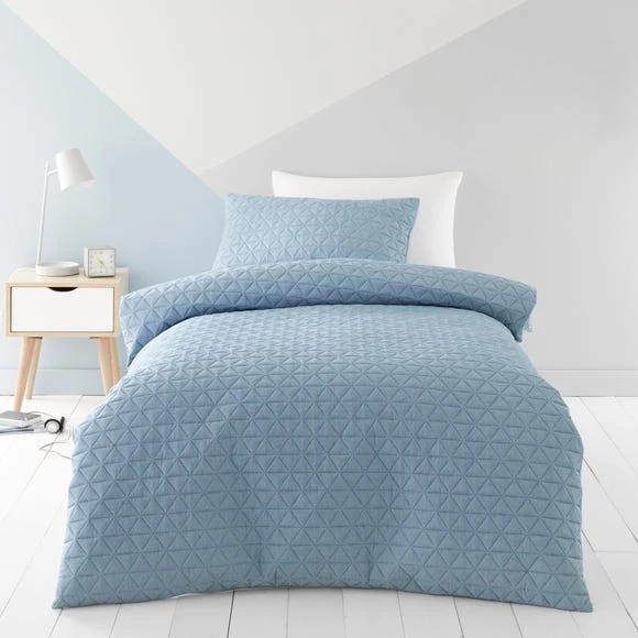 Dunelm Denim Geo Pinsonic Quilted Duvet Cover and Pillowcase Set Geometric, Duvet Cover Sets, Polyester 1 Dunelm Denim Geo Pinsonic Quilted Duvet Cover and Pillowcase Set Geometric, Duvet Cover Sets, Polyester