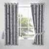 Dunelm Football Grey and White Blackout Eyelet Curtains MultiColoured, Polycotton, Patterned