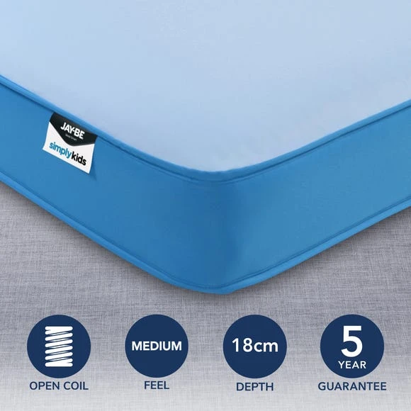 Jay-Be JayBe Simply Kids Medium Waterproof Foam Free Open Coil Mattress Made in the UK, Arrives in a Box, Light Blue 1 Jay-Be JayBe Simply Kids Medium Waterproof Foam Free Open Coil Mattress Made in the UK, Arrives in a Box, Light Blue