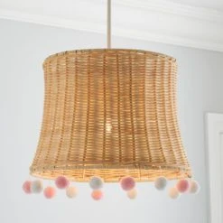 Dunelm Fiesta Rattan Pom Pom Easy Fit Pendant Shade Boho, Light Shades, Fabric -Eve Home And Furniture Shop 30732595