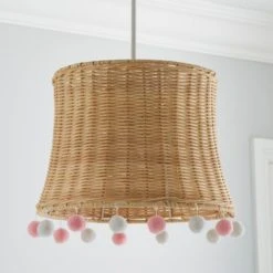 Dunelm Fiesta Rattan Pom Pom Easy Fit Pendant Shade Boho, Light Shades, Fabric -Eve Home And Furniture Shop 30732595 alt01