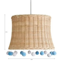 Dunelm Fiesta Rattan Pom Pom Easy Fit Pendant Shade Boho, Light Shades, Fabric -Eve Home And Furniture Shop 30734618 alt07