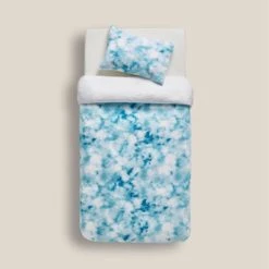 Dunelm Blue Tie Dye Ombre Faux Fur Duvet Cover and Pillowcase Set Reversible, Polyester, Patterned -Eve Home And Furniture Shop 30735024 alt02