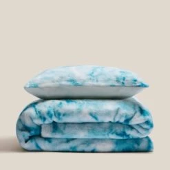Dunelm Blue Tie Dye Ombre Faux Fur Duvet Cover and Pillowcase Set Reversible, Polyester, Patterned -Eve Home And Furniture Shop 30735024 alt03