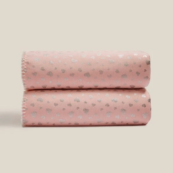 Dunelm Pink Heart Foil Printed Sherpa Blanket Hearts, Polyester, Blankets & Throws 2 Dunelm Pink Heart Foil Printed Sherpa Blanket Hearts, Polyester, Blankets & Throws - Image 2