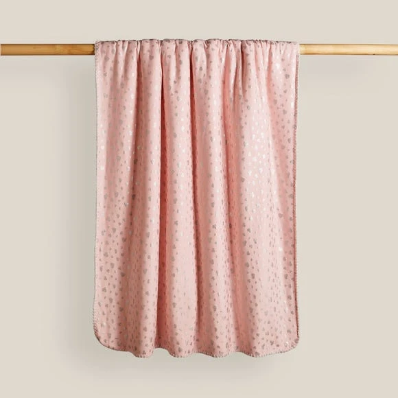 Dunelm Pink Heart Foil Printed Sherpa Blanket Hearts, Polyester, Blankets & Throws 3 Dunelm Pink Heart Foil Printed Sherpa Blanket Hearts, Polyester, Blankets & Throws - Image 3