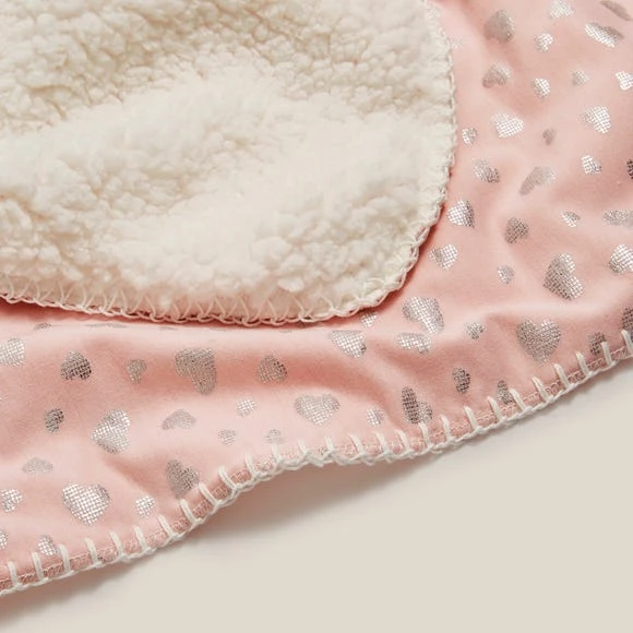 Dunelm Pink Heart Foil Printed Sherpa Blanket Hearts, Polyester, Blankets & Throws 4 Dunelm Pink Heart Foil Printed Sherpa Blanket Hearts, Polyester, Blankets & Throws - Image 4