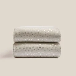 Dunelm Grey Star Foil Printed Sherpa Blanket Blankets & Throws, Stars, Polyester -Eve Home And Furniture Shop 30735606 alt03