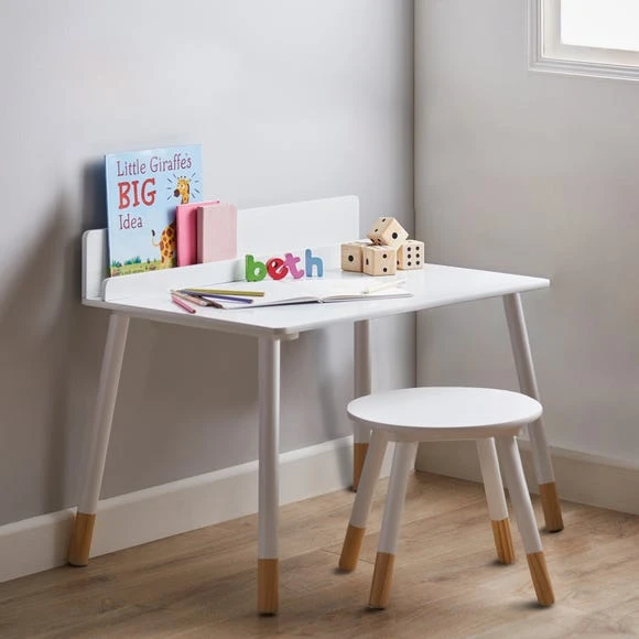 Dunelm Small White Desk and Stool Set Desks, Plain, Wood 1 Dunelm Small White Desk and Stool Set Desks, Plain, Wood