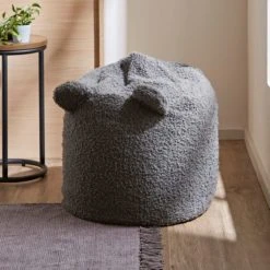 Dunelm Teddy Ear Charcoal Small Lounger Beanbags, Animals, Faux Fur