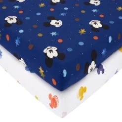 Disney Mickey Mouse 100% Cotton Fitted Sheet Twin Pack Kids, 14cm, Animals