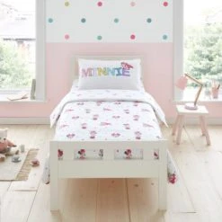 Disney Minnie Mouse 100% Cotton Reversible Duvet Cover and Pillowcase Set Duvet Cover Sets, Printed, Animals