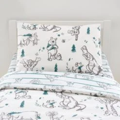 Disney Winnie the Pooh 100% Cotton Reversible Duvet Cover and Pillowcase Set Duvet Cover Sets, Kids, Natural (Grey) -Eve Home And Furniture Shop 30737742 alt02