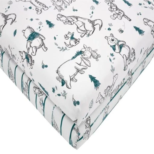 Disney Winnie the Pooh 100% Cotton Fitted Sheet Twin Pack Kids, Animals, Printed -Eve Home And Furniture Shop 30737745