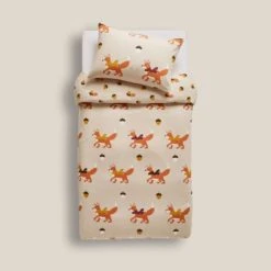 Dunelm Fox 100% Brushed Cotton Reversible Duvet Cover and Pillowcase Set Animals, Printed, Duvet Cover Sets -Eve Home And Furniture Shop 30737777 alt04