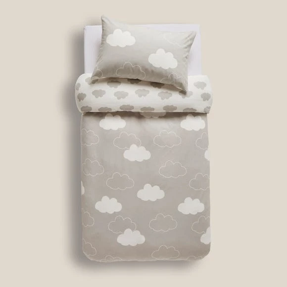 Dunelm Cloud 100% Brushed Cotton Reversible Duvet Cover and Pillowcase Set Printed, Duvet Cover Sets, Light Grey 5 Dunelm Cloud 100% Brushed Cotton Reversible Duvet Cover and Pillowcase Set Printed, Duvet Cover Sets, Light Grey - Image 5