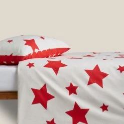 Dunelm Red Stars 100% Brushed Cotton Reversible Duvet Cover and Pillowcase Set Duvet Cover Sets, Printed, White 7 Dunelm Red Stars 100% Brushed Cotton Reversible Duvet Cover and Pillowcase Set Duvet Cover Sets, Printed, White -Eve Home And Furniture Shop 30737933 alt02