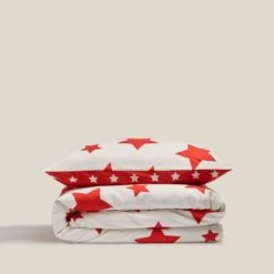 Dunelm Red Stars 100% Brushed Cotton Reversible Duvet Cover and Pillowcase Set Duvet Cover Sets, Printed, White 8 Dunelm Red Stars 100% Brushed Cotton Reversible Duvet Cover and Pillowcase Set Duvet Cover Sets, Printed, White -Eve Home And Furniture Shop 30737933 alt03