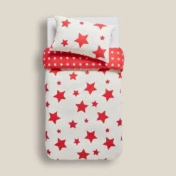 Dunelm Red Stars 100% Brushed Cotton Reversible Duvet Cover and Pillowcase Set Duvet Cover Sets, Printed, White 9 Dunelm Red Stars 100% Brushed Cotton Reversible Duvet Cover and Pillowcase Set Duvet Cover Sets, Printed, White -Eve Home And Furniture Shop 30737933 alt04
