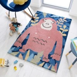 Dunelm Jungle Monkey Rug Polyester, Kids, Animals