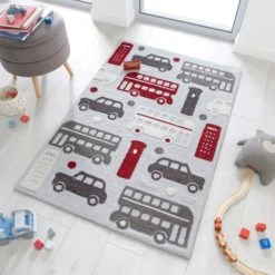 Dunelm City Buzz Rug Light Grey, Rugs, Kids