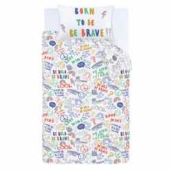 Born To Be Brave 100% Organic Cotton Duvet Cover and Pillowcase Set Printed, Patterned, Reversible -Eve Home And Furniture Shop 30747203 alt04