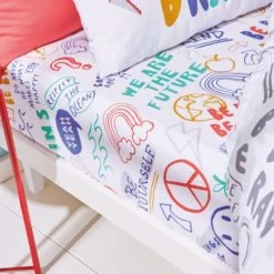 Born To Be Brave 100% Organic Cotton Fitted Sheet Printed, MultiColoured, Fitted Sheets