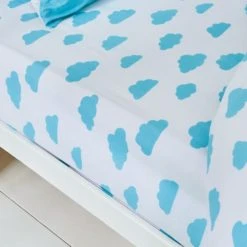 Born To Dream 100% Organic Cotton Fitted Sheet Light Blue, Fitted Sheets, Printed