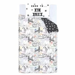 Born To Be Kind 100% Organic Cotton Duvet Cover and Pillowcase Set Duvet Cover Sets, Reversible, Printed -Eve Home And Furniture Shop 30747213 alt03