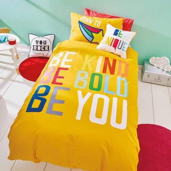 Born To Be You 100% Organic Cotton Duvet Cover and Pillowcase Set Patterned, Duvet Cover Sets, Reversible 1 Born To Be You 100% Organic Cotton Duvet Cover and Pillowcase Set Patterned, Duvet Cover Sets, Reversible