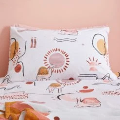 Dunelm Boho Desert 100% Cotton Duvet Cover and Pillowcase Set Pink, Kids, Abstract -Eve Home And Furniture Shop 30747300 alt02