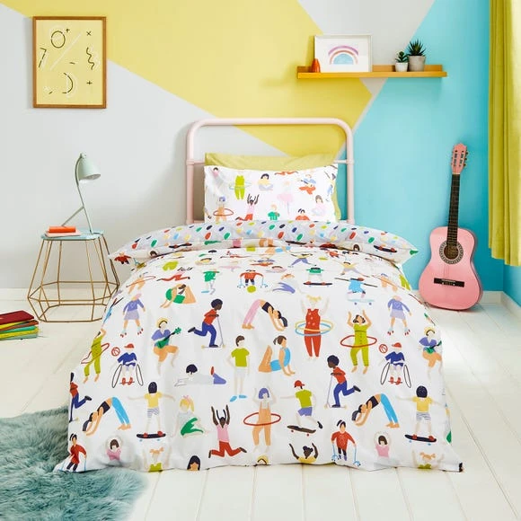 Dunelm Young Minds Keep Active 100% Cotton Duvet Cover and Pillowcase Set Kids, Patterned, Duvet Cover Sets 1 Dunelm Young Minds Keep Active 100% Cotton Duvet Cover and Pillowcase Set Kids, Patterned, Duvet Cover Sets