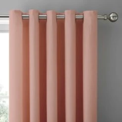 Dunelm Mini Waffle Terracotta Blackout Eyelet Curtains Cotton, Plain