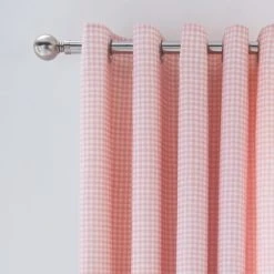 Dunelm Country Patchwork Pink Eyelet Curtains Cotton, Blackout