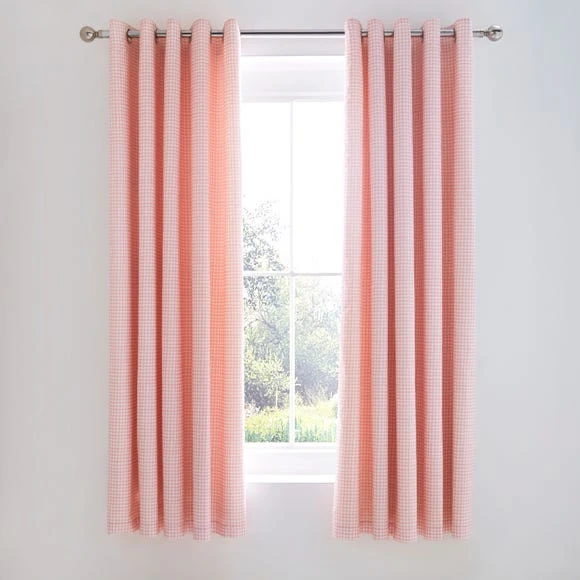 Dunelm Country Patchwork Pink Eyelet Curtains Cotton, Blackout 2 Dunelm Country Patchwork Pink Eyelet Curtains Cotton, Blackout - Image 2