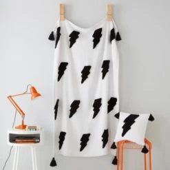 Dunelm Tufted Lightening Throw Geometric, Cotton, Blankets & Throws