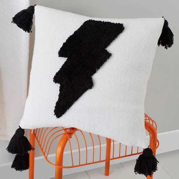 30747402.jpg Dunelm Tufted Lightning Bolt Cushion Kids Cushion, Geometric, Cotton -Eve Home And Furniture Shop 30747402