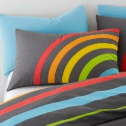 Dunelm Elements Rainbow 100% Cotton Duvet Cover and Pillowcase Set Reversible, Duvet Cover Sets, Grey -Eve Home And Furniture Shop 30747599 alt02