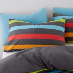 Dunelm Elements Rainbow 100% Cotton Duvet Cover and Pillowcase Set Reversible, Duvet Cover Sets, Grey -Eve Home And Furniture Shop 30747599 alt03